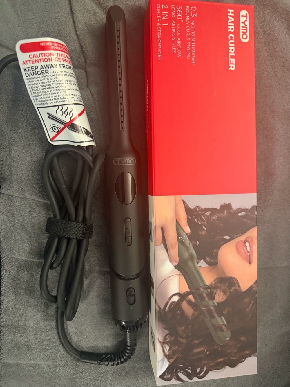 Black 2-in-1 Hair Curler & Straightener